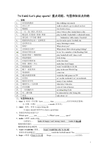 牛津译林版七年级英语上册Unit2+Let’s+play+sports!+重点词组、句型和知识点归纳