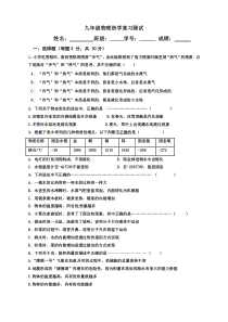 2018年人教版九年级物理-热学专题测试(含答案)