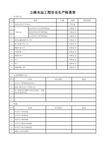 公路水运工程安全生产检查表