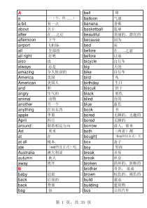 1-6年级最新人教版小学英语单词表(1-6年级)