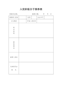 入党积极分子联名推荐表