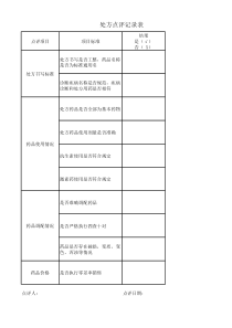 处方点评记录表