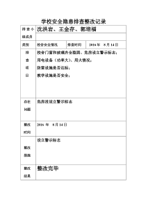 学校安全隐患排查整改记录