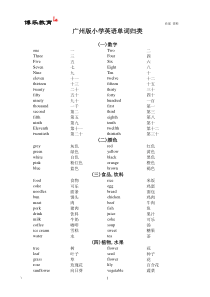 广州版小学英语单词归类(答案)