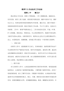 教师个人专业技术工作总结