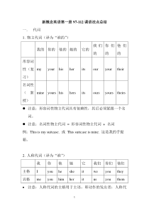 新概念英语第一册97-112课语法点总结