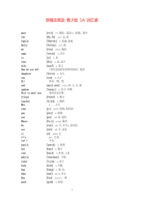 新概念英语青少版1A词汇表