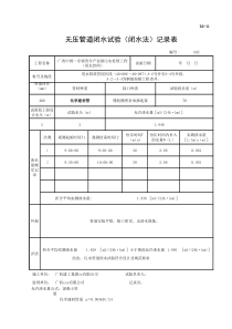 无压管道闭水试验(闭水法)记录(含自动计算)