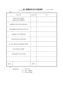 检测室安全行为检查表