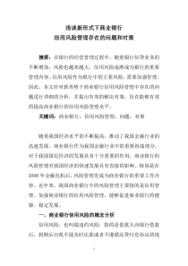 浅谈新形式下商业银行信用风险管理存在的问题和对策