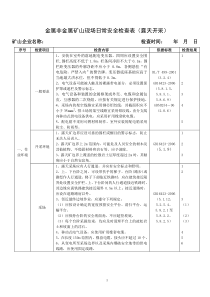 金属非金属矿山现场安全检查表(露天开采)