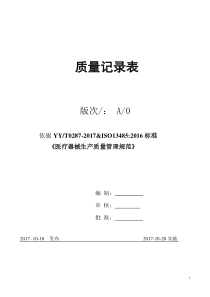 2018年医疗器械生产企业-GMP认证-记录表格（DOC73页）