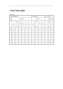 产品生产成本记录表