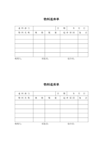 物料退库单