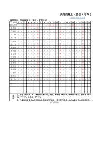 生产部XXXX年考勤表(全年)