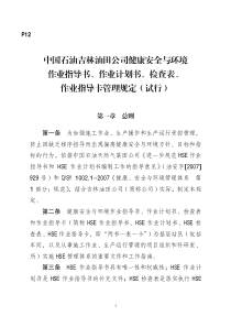 作业计划书、检查表、作业指导卡管理规定(试行)