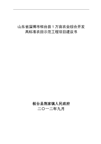 XXXX年荆家镇1万亩高标准农田示范工程项目建议书