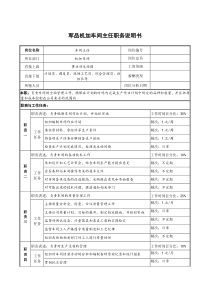 军品机加车间主任职务说明书