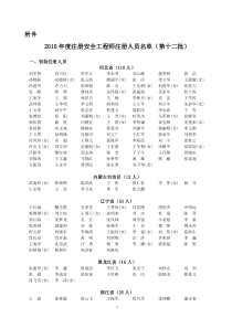 XXXX年度注册安全工程师注册人员名单(第十二批)