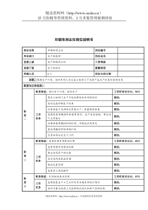 河北纪元光电公司生产部印刷车间主任岗位说明书