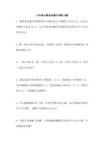 六年级分数应用题专项练习题