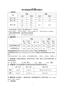 初中英语代词讲解与专项练习