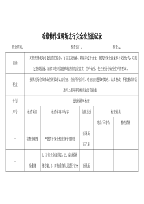 对检维修作业现场进行安全检查的记录