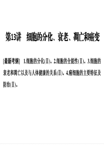 一轮复习细胞的分化、衰老、凋亡和癌变