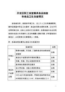 餐具食品抽查和食品卫生自查情况