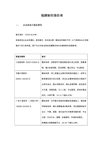 视频制作报价单