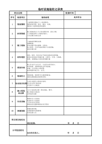 建设工程项目临时设施验收记录表