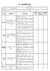 员工试用期考核表(各部门通用)