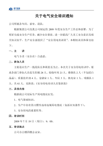 关于电气安全培训通知(09年7月)