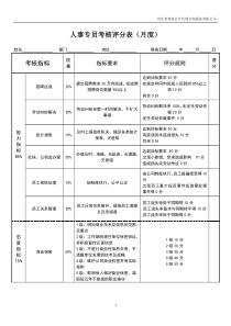 人事专员绩效考核表