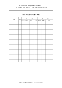 酒店长途电话开通记录表