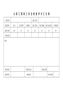 公路工程施工安全检查评分汇总表