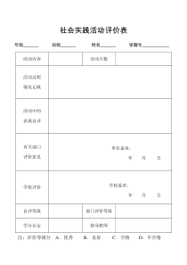 社会实践活动评价表