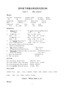 新人教版四年级下册英语重点句和单词总复习