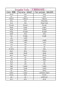 初中阶段常用《不规则动词表》