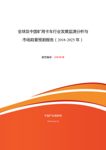 2018年矿用卡车现状及发展趋势分析-(目录)