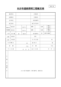 道路照明工程竣工档案部分规范表格