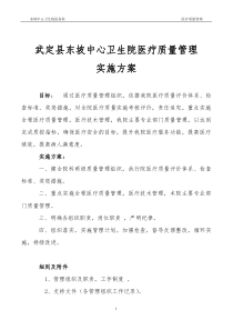 东坡中心卫生院医疗质量管理方案