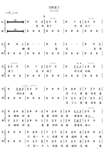 北京天使合唱团-当你老了-合唱简谱