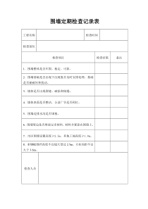 施工围墙围挡验收记录表