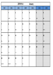 2019年日历(每月一张)-excel版-可编辑