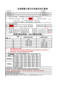 混凝土配合比快速自动计算表JGJ55-2011