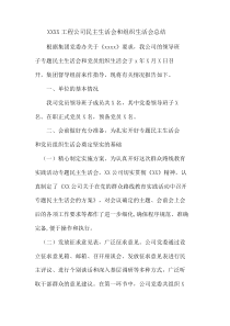 XX公司民主生活会和组织生活会总结