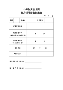 幼儿园厨房领导陪餐记录表