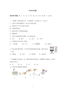 中考化学试题及答案