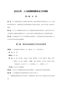 关于成立人力资源管理委员会及工作规则